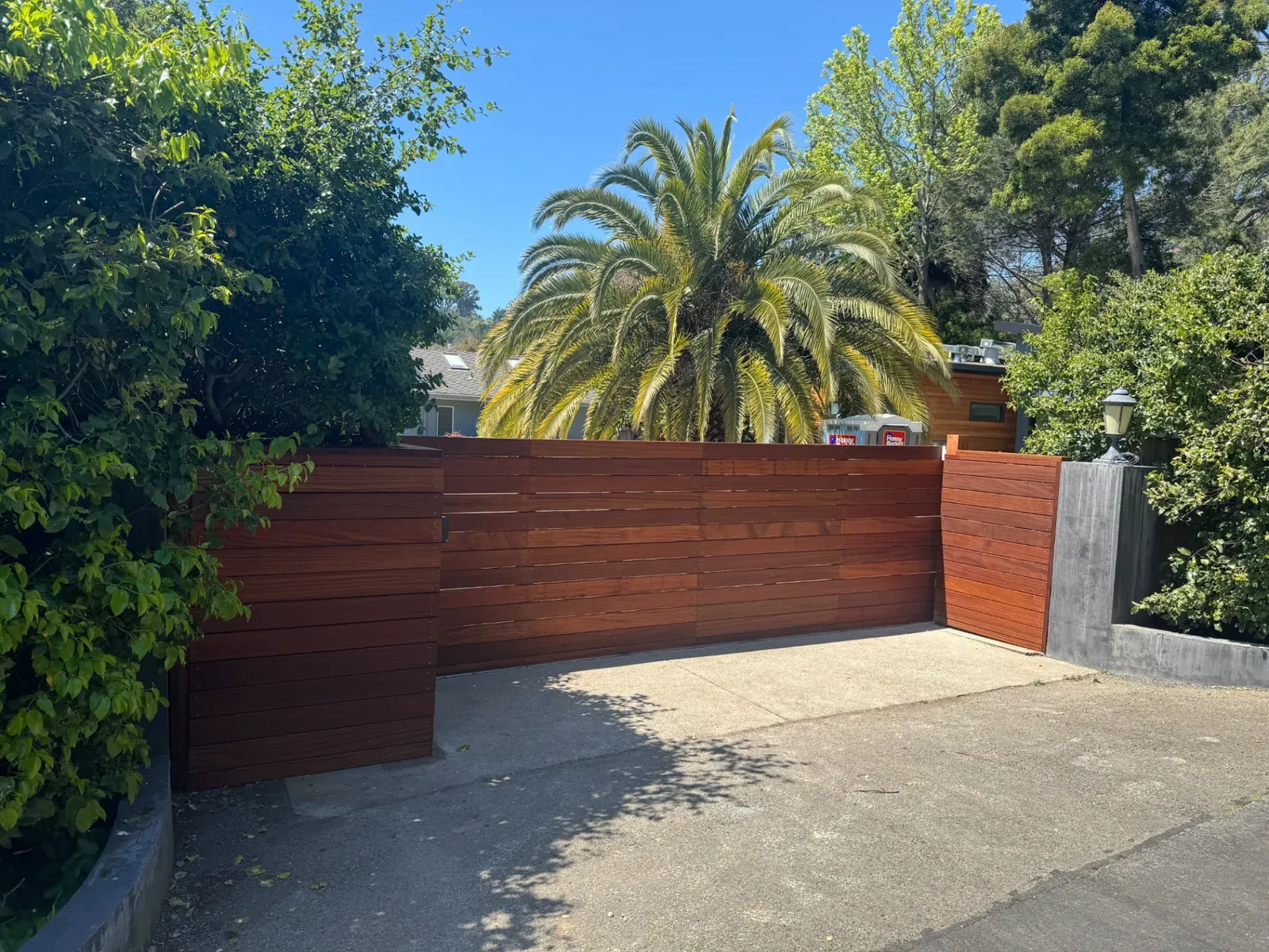 Automatic Gates in Lafayette, CA — custom Sapele hardwood and steel automatic gates handcrafted by Heartwood Gates of Concord, CA